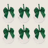 6 Green Ribbon Baubles