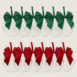 6 Green, 6 Red Ribbon Baubles