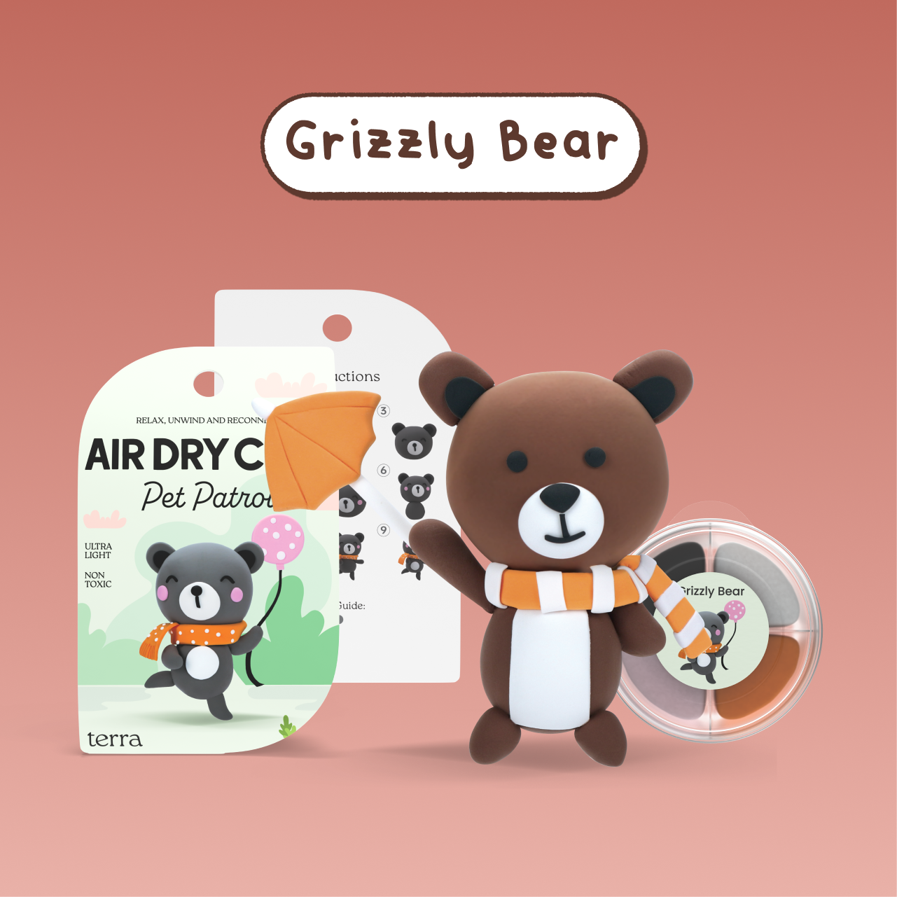 Grizzly Bear Animal Clay Kit - Pet Patrol - Terra