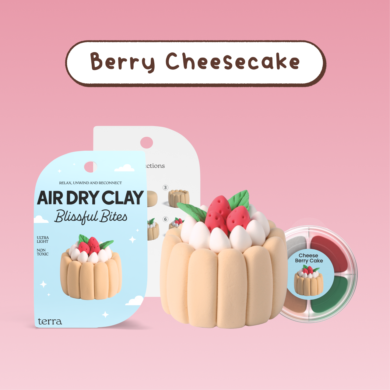 Berry Cheesecake Kawaii Dessert Clay Kit - Blissful Bites - Terra