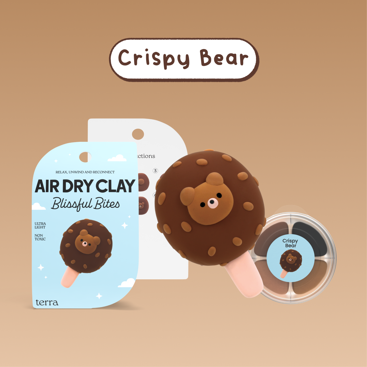 Crispy Bear Ice Cream Kawaii Clay Kit - Blissful Bites - Terra