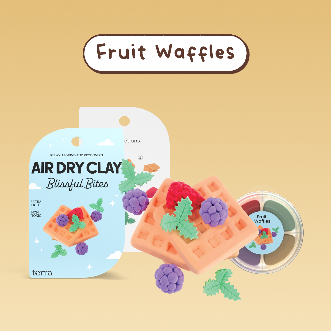 Fruit Waffles Kawaii Dessert Clay Kit - Blissful Bites - Terra