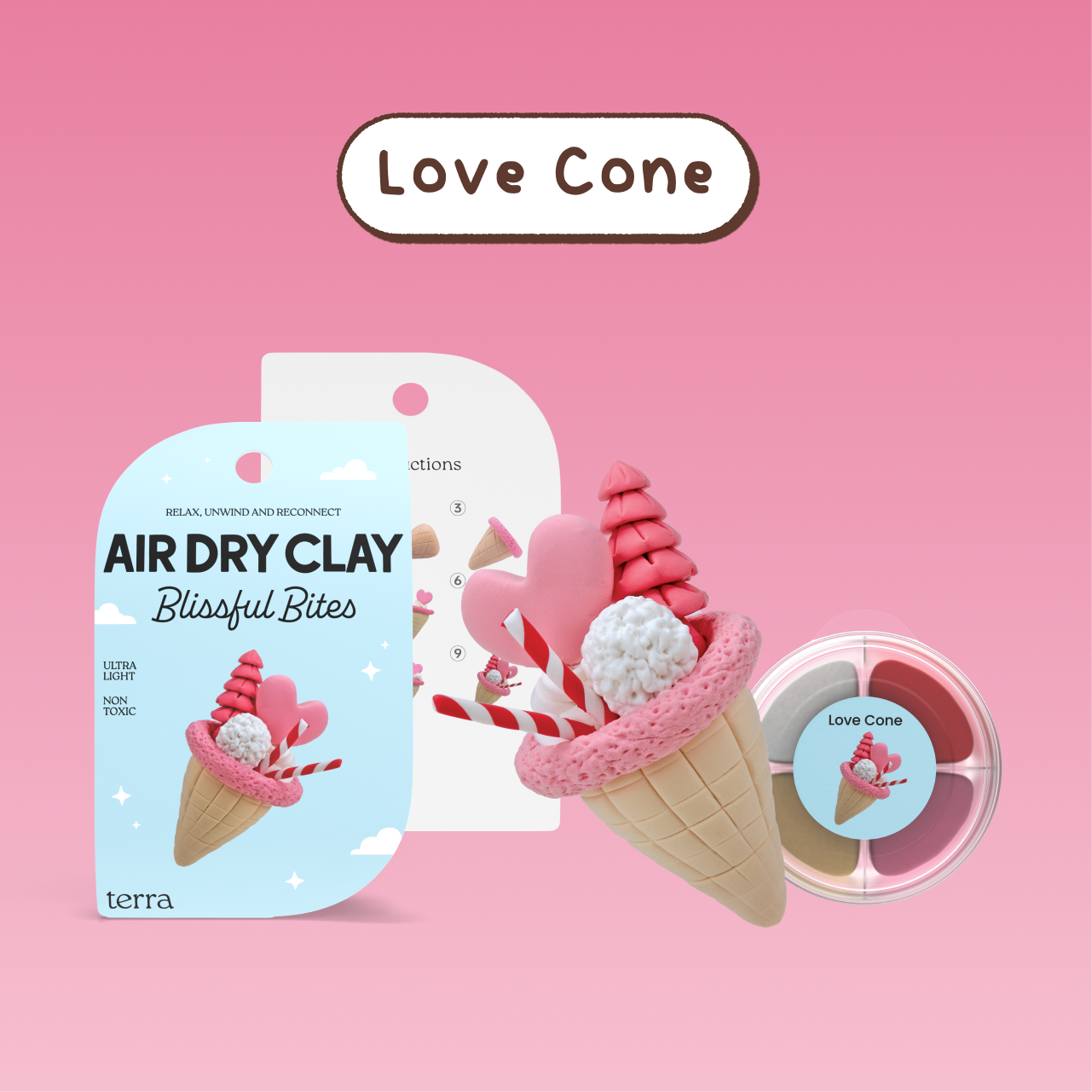 Love Cone Kawaii Ice Cream Clay Kit - Blissful Bites - Terra