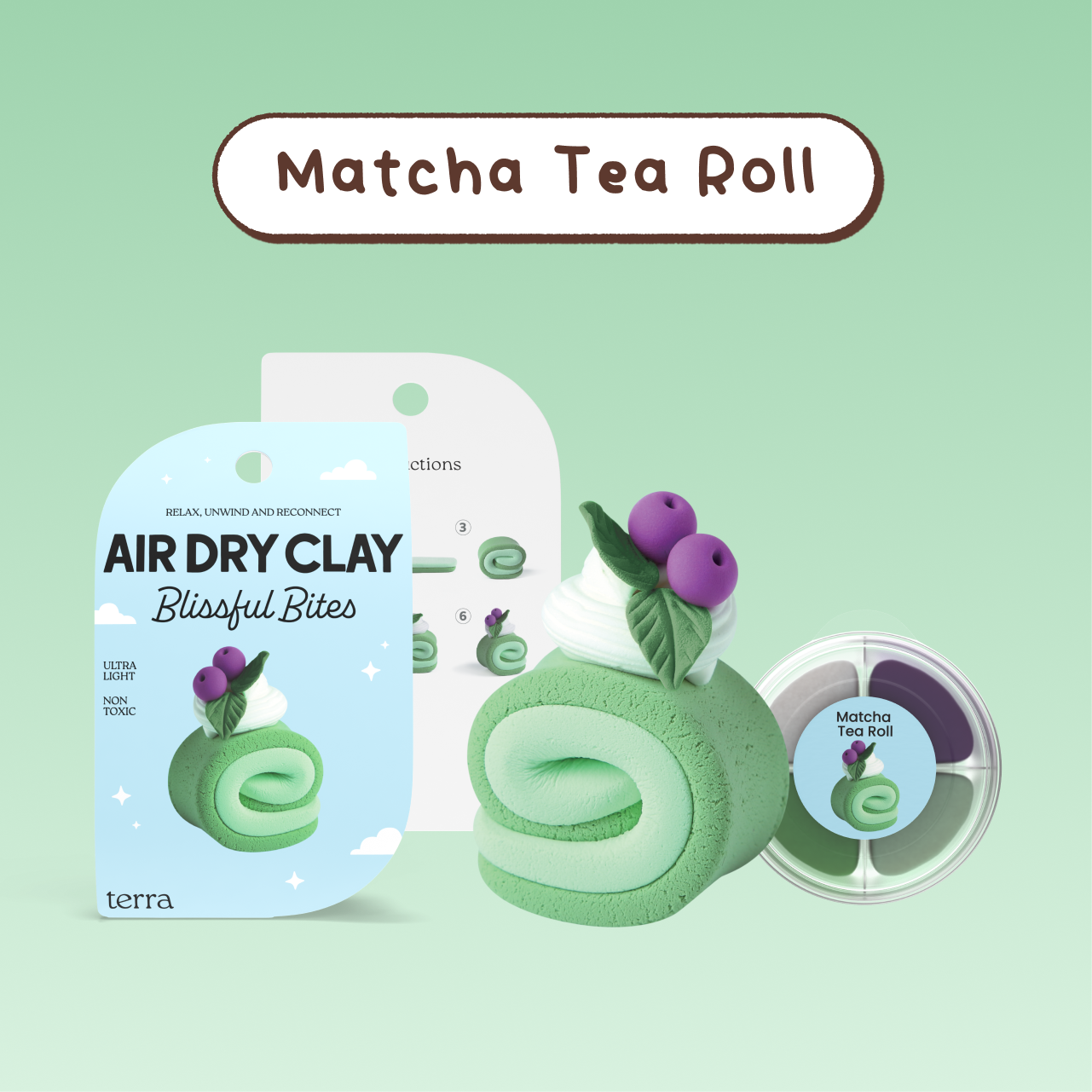 Matcha Tea Roll Kawaii Clay Kit - Blissful Bites - Terra
