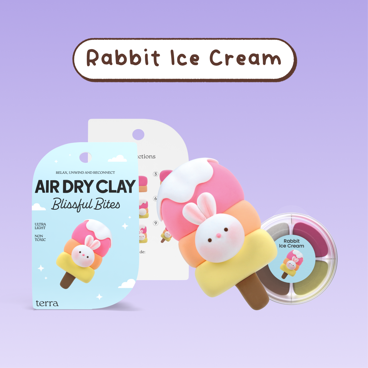 Rabbit Ice Cream Kawaii Clay Kit - Blissful Bites - Terra