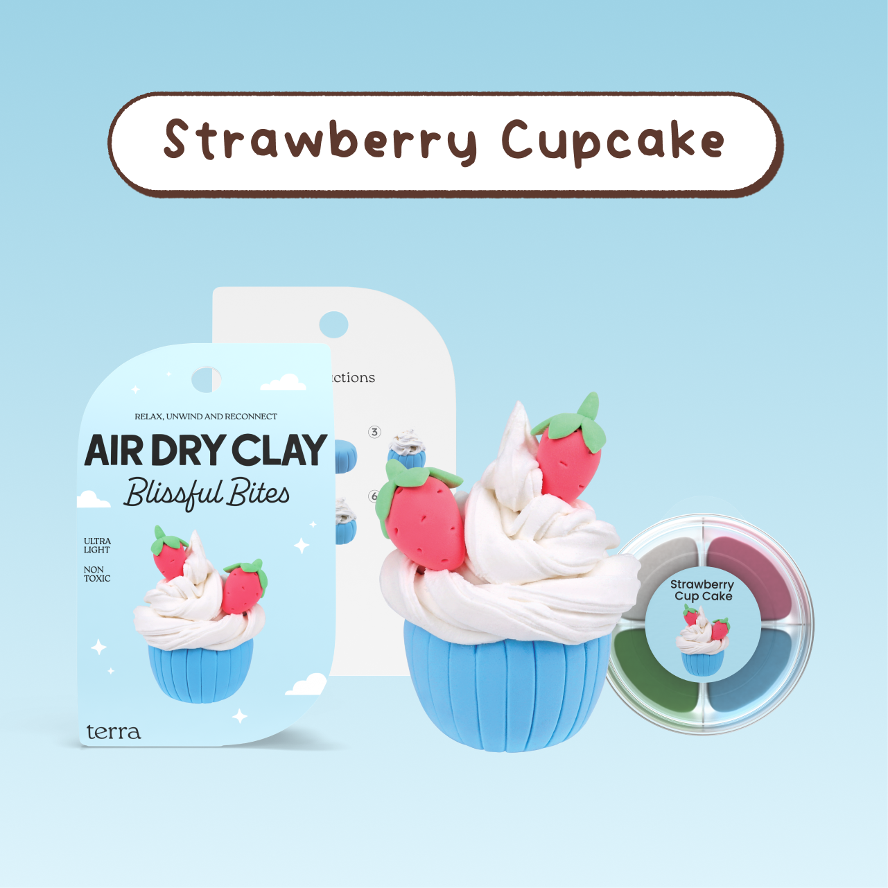 Strawberry Cupcake Kawaii Clay Kit - Blissful Bites - Terra