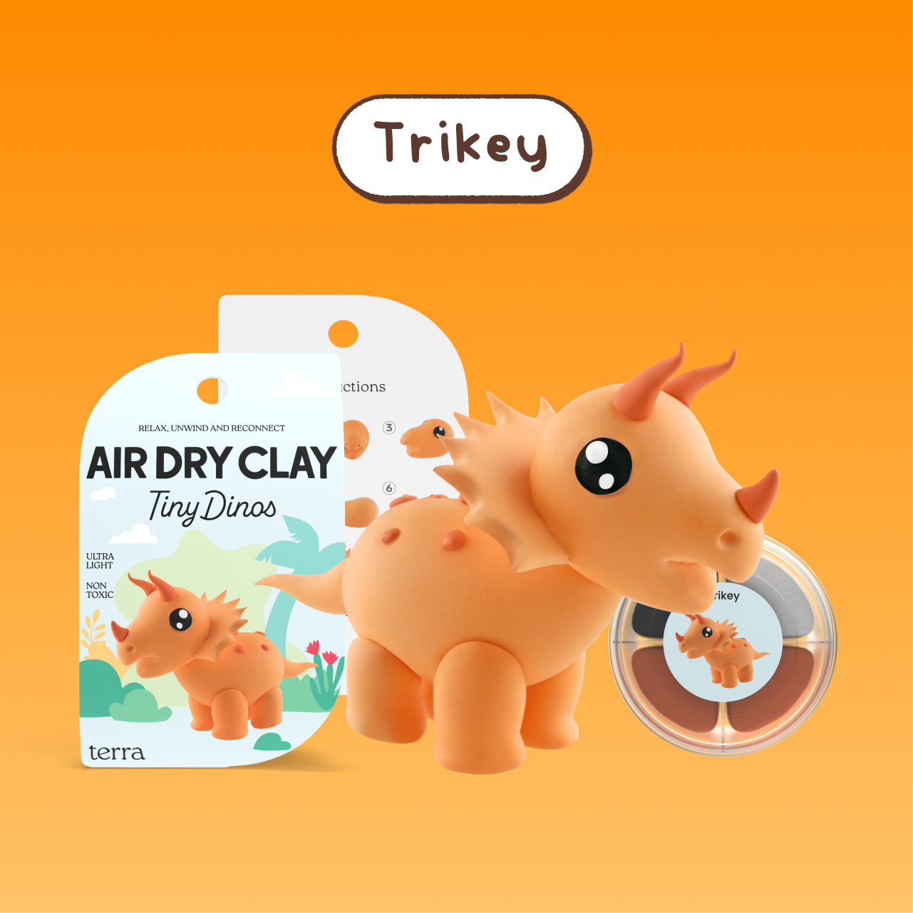 Trikey Triceratops Dinosaur Clay Kit - Tiny Dinos - Terra